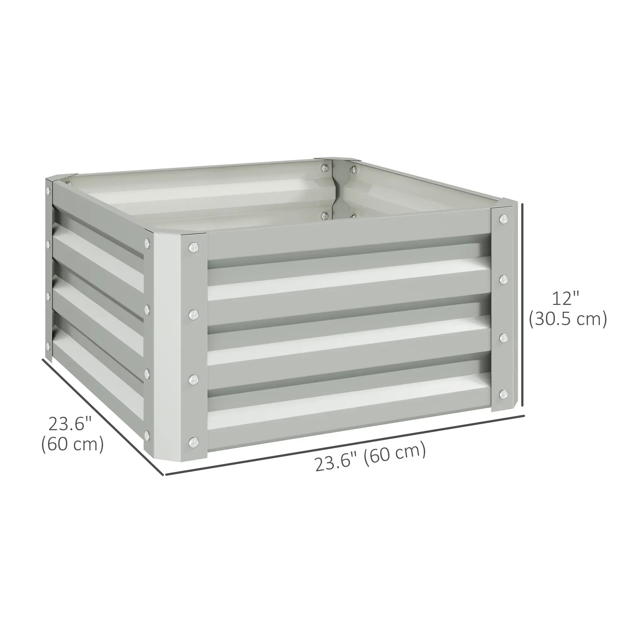 2' x 2' x 1' Raised Garden Bed, Galvanised Steel Frame, Light Grey Raised Garden Beds at Gallery Canada