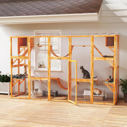 Large Outdoor Catio, Condos, Platforms, Doors, Ladders, Weather-Resistant Roof, Orange Outdoor Cat Enclosures at Gallery Canada