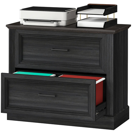 Lateral Filing Cabinet, 2 Silent Drawers, Letter A4 Legal Size, Black Office Cabinets & Cupboards Black, Brown at Gallery Canada