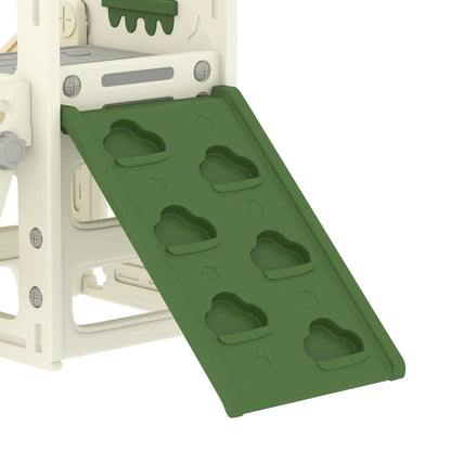 Foldable 4 in 1 Toddler Slide with Climber, Basketball Hoop, Storage Space and Basketball for Ages 1-3 Years, Cream Gym Sets & Swings at Gallery Canada