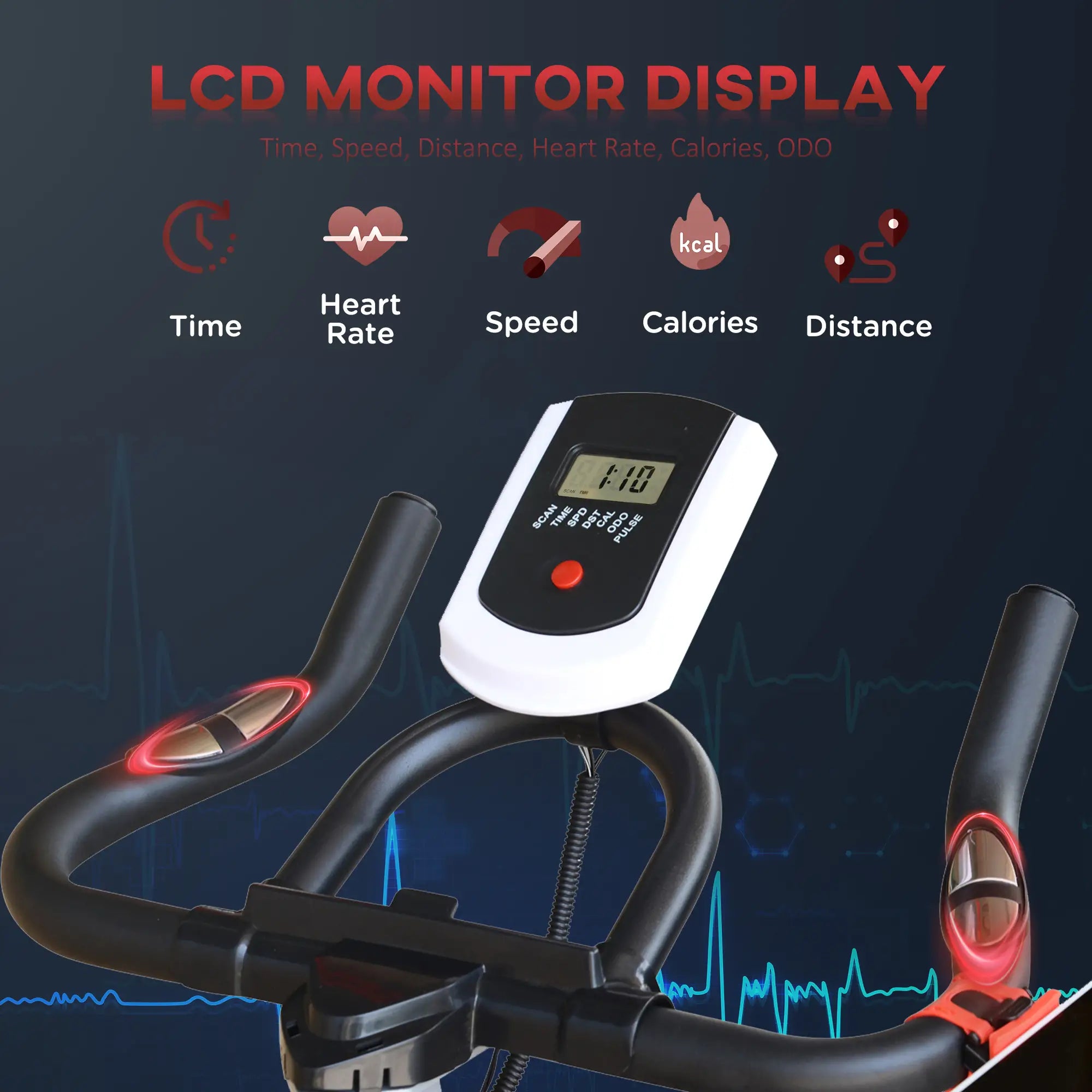 Upright Stationary Exercise Bike, Adjustable Resistance, LCD Monitor, Black Exercise & Stationary Bikes at Gallery Canada