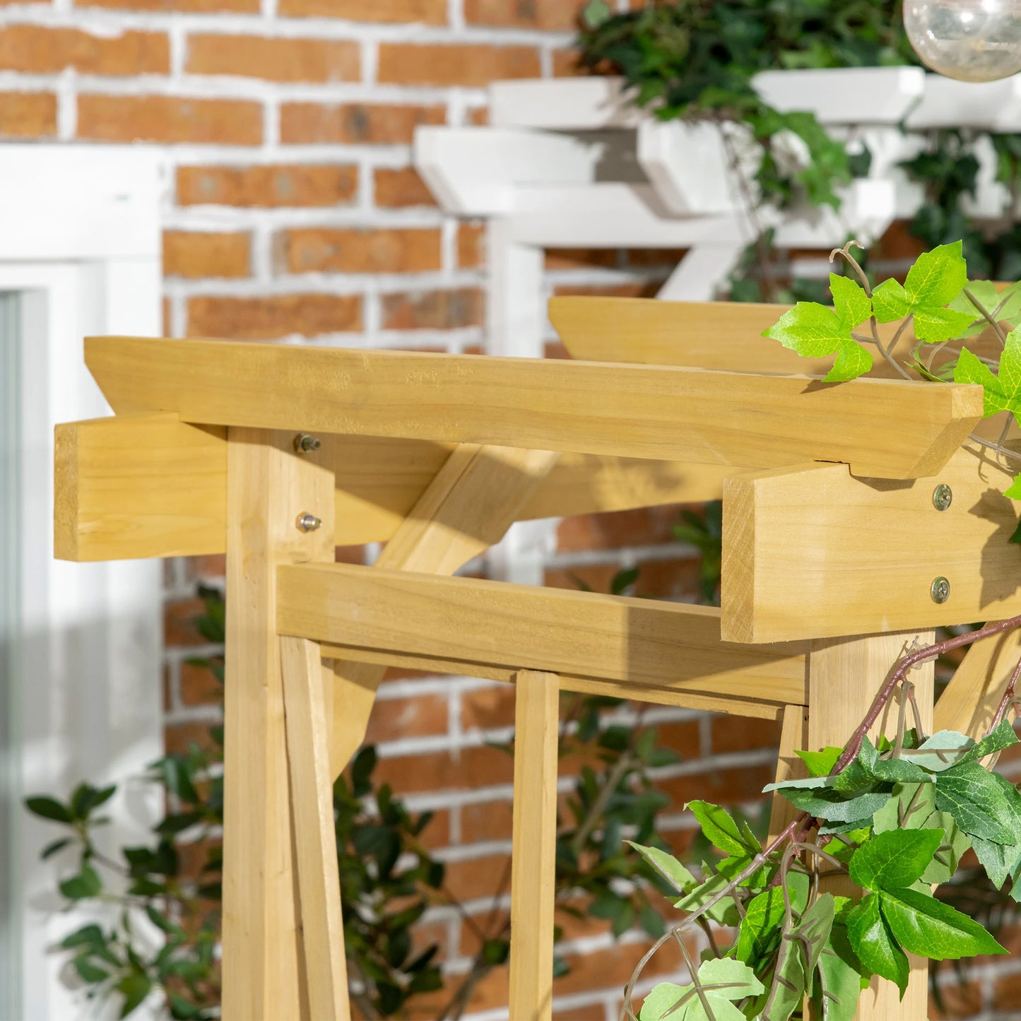 Wooden Patio Bench, Outdoor Bench for Plants, Light Brown Outdoor Benches at Gallery Canada