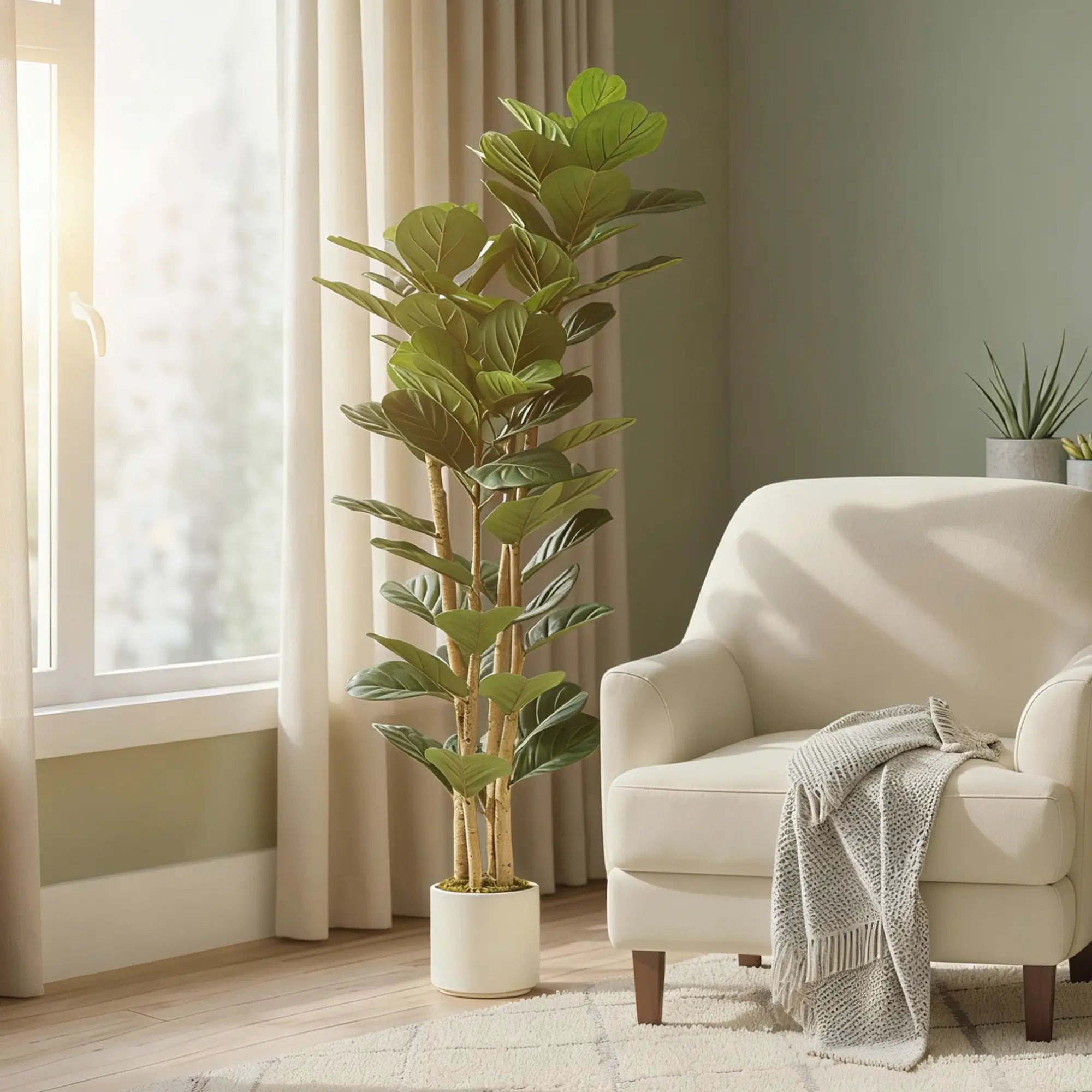 5FT Artificial Fiddle Leaf Fig Tree, Fake Potted Tree, Indoor Decor, Green Artificial Trees at Gallery Canada