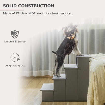 Dog Pet Stairs for Bed, Cat Ladder for Couch, Non-Slip Carpet, 15.7" x 23.2" x 21.3", Grey Dog Stairs at Gallery Canada