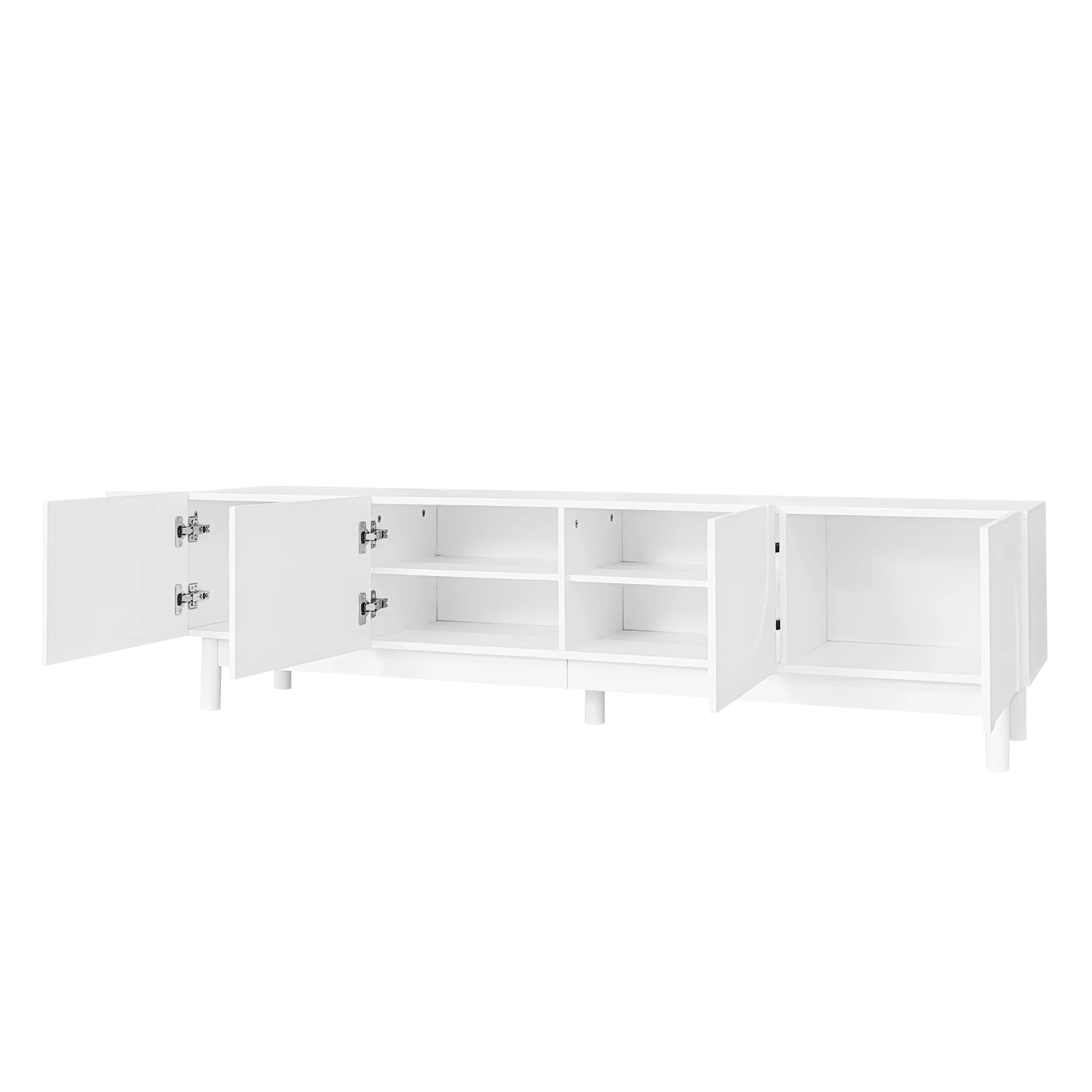 TV Stand, Wave Shaped Doors, Sturdy Legs, 66.5