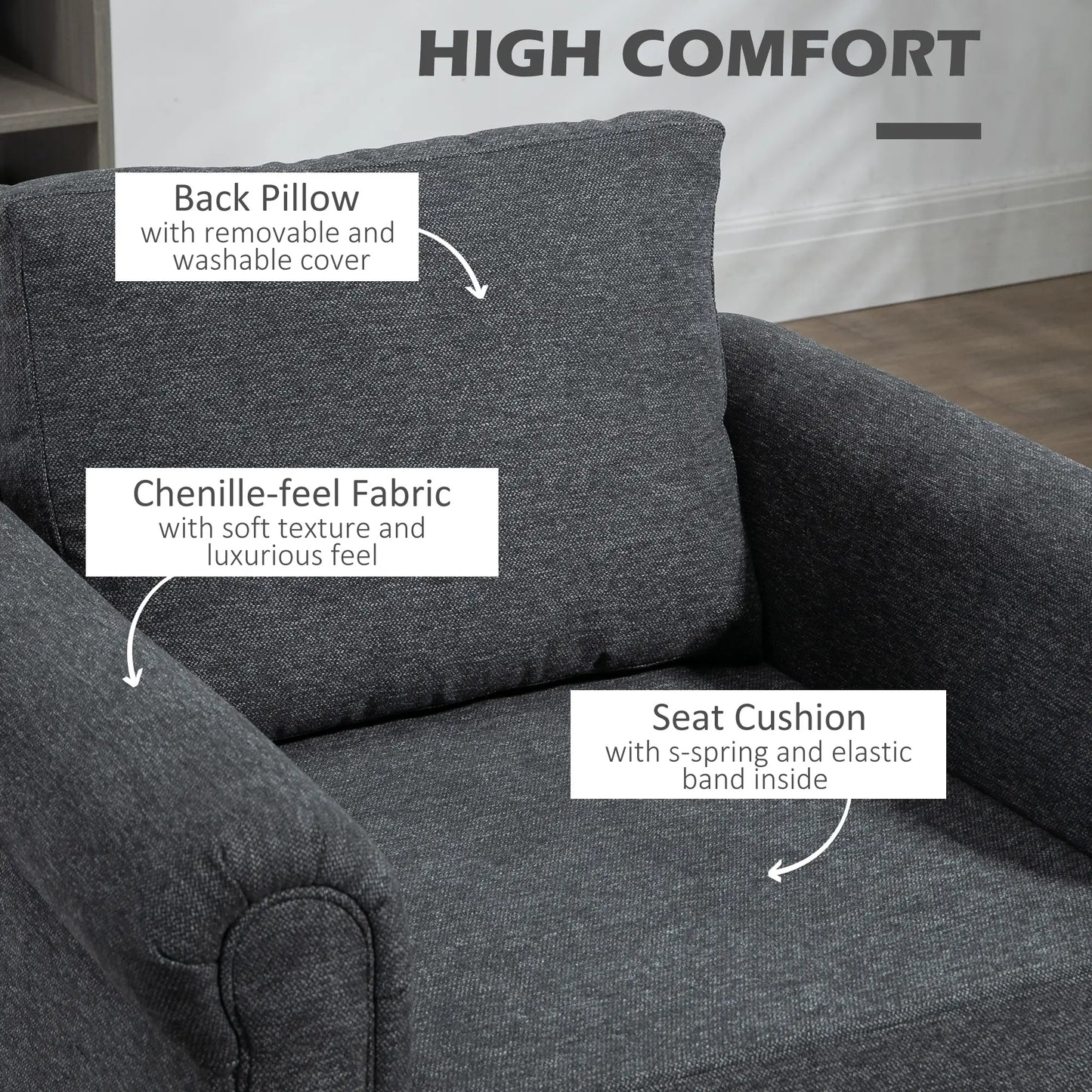 Vintage Armchair, Upholstered Accent Chair, Dark Grey Accent Chairs at Gallery Canada