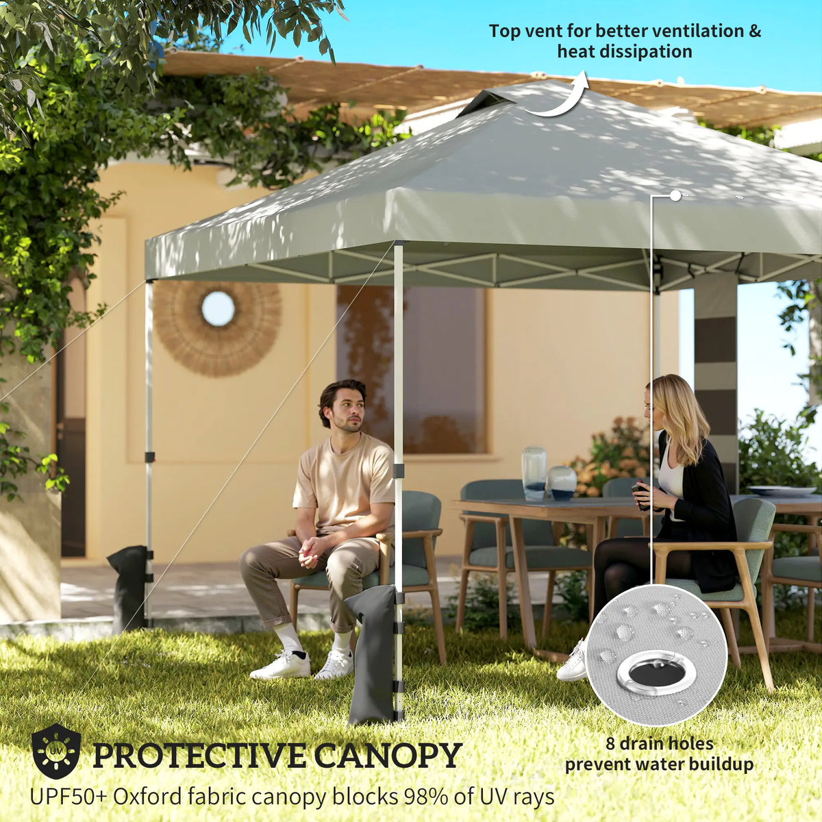 9.6 x 9.6 ft Pop Up Canopy Tent, UPF 50+, With Pockets, Sandbags, Wheeled Bag Pop Up Canopies at Gallery Canada