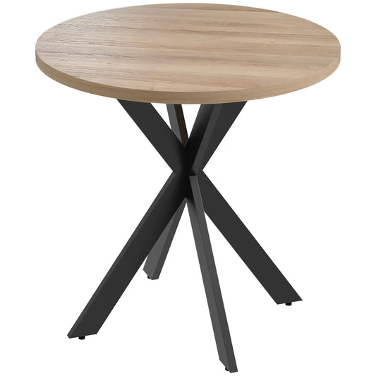 29" Round Dining Table, Steel Legs, Brown Bar Tables & Dining Tables Brown Tabletop, Black Legs at Gallery Canada