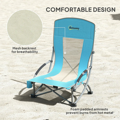 Folding Beach Chairs, Mesh Back, Carry Bag, Cup Holder, 27.6" x 22.8" x 31.1" Picnic Tables & Camping Chairs at Gallery Canada
