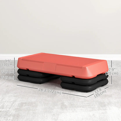 Adjustable Aerobic Stepper, 3-Level 4", 6", 8", 330lbs Capacity, Red Aerobic Equipment at Gallery Canada