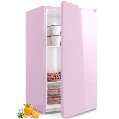 Compact Upright Freezer, 2.1 Cubic Feet, Reversible Door, Pink Small Kitchen Appliances at Gallery Canada