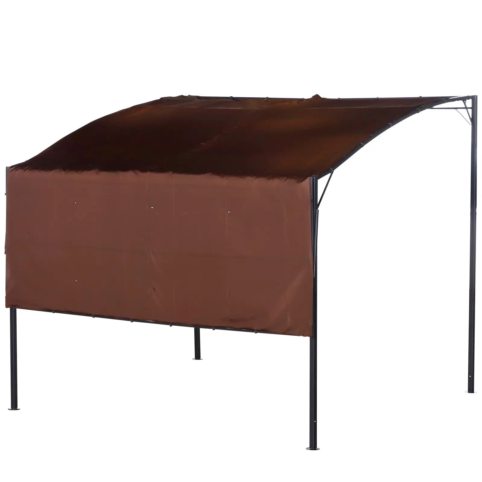 10x8ft Patio Metal Gazebo With Extendable Side Awning, Brown Pergolas Brown, Black Frame at Gallery Canada
