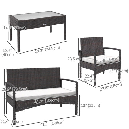 4-Piece Patio Furniture Set, Loveseat, Armchairs, Glass Table, White Patio Furniture Sets at Gallery Canada
