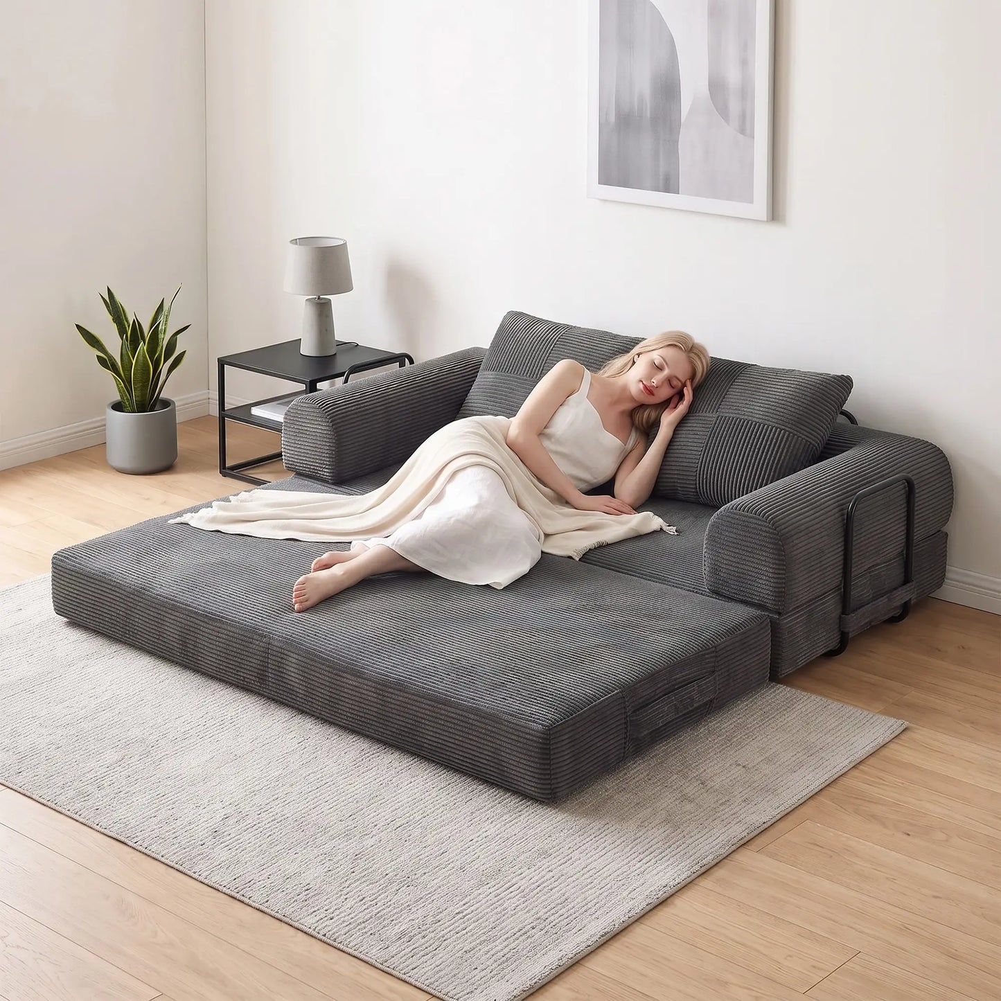 5-in-1 Convertible Sofa Bed, L-Shaped Loveseat, Dark Grey, Dark Grey Sofa Bed at Gallery Canada