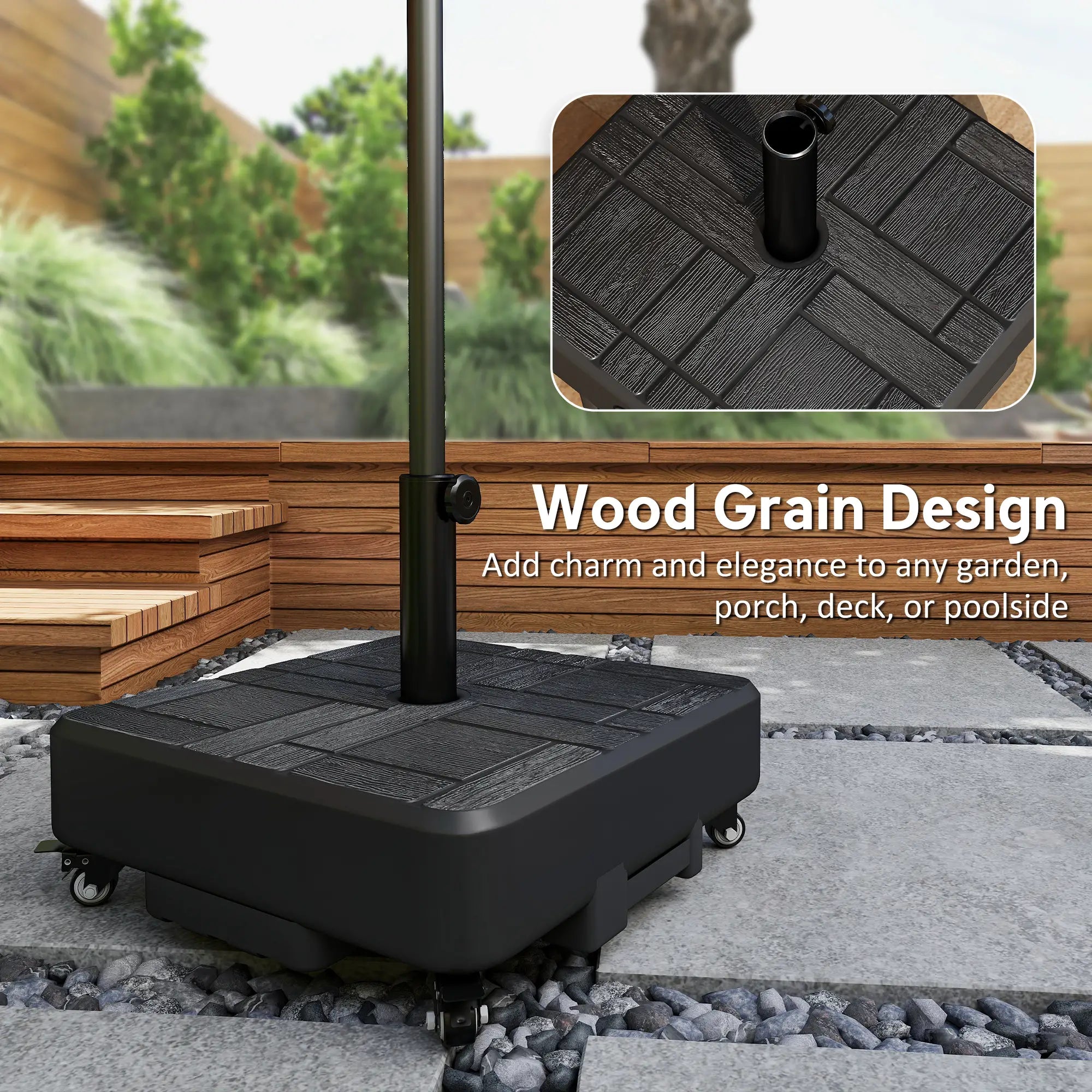 Outdoor Umbrella Base With Wheels, Fillable Stand For 1.5