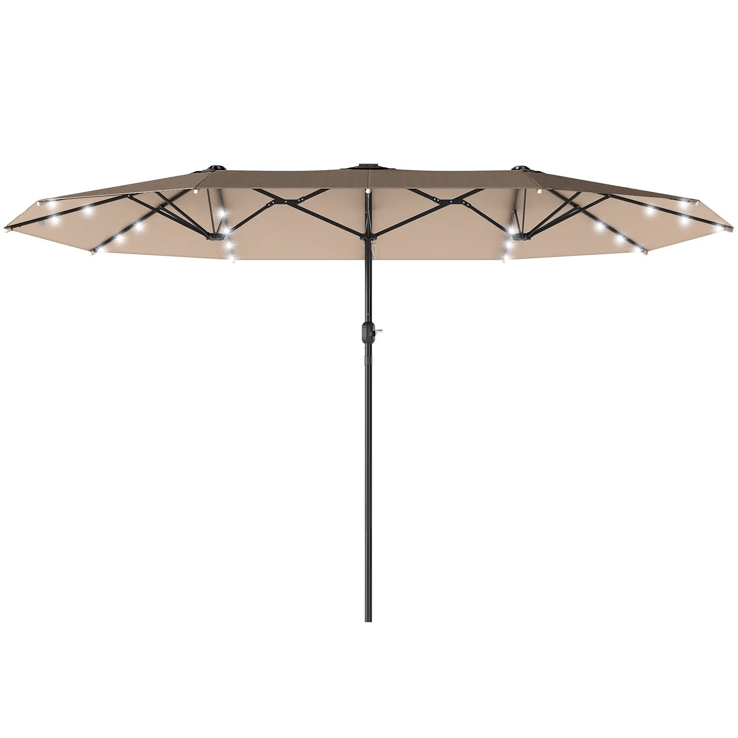 174" Double-Sided Sun Umbrella, Patio Sun Shade, Solar LED Light, Khaki Double-sided Umbrellas Khaki at Gallery Canada