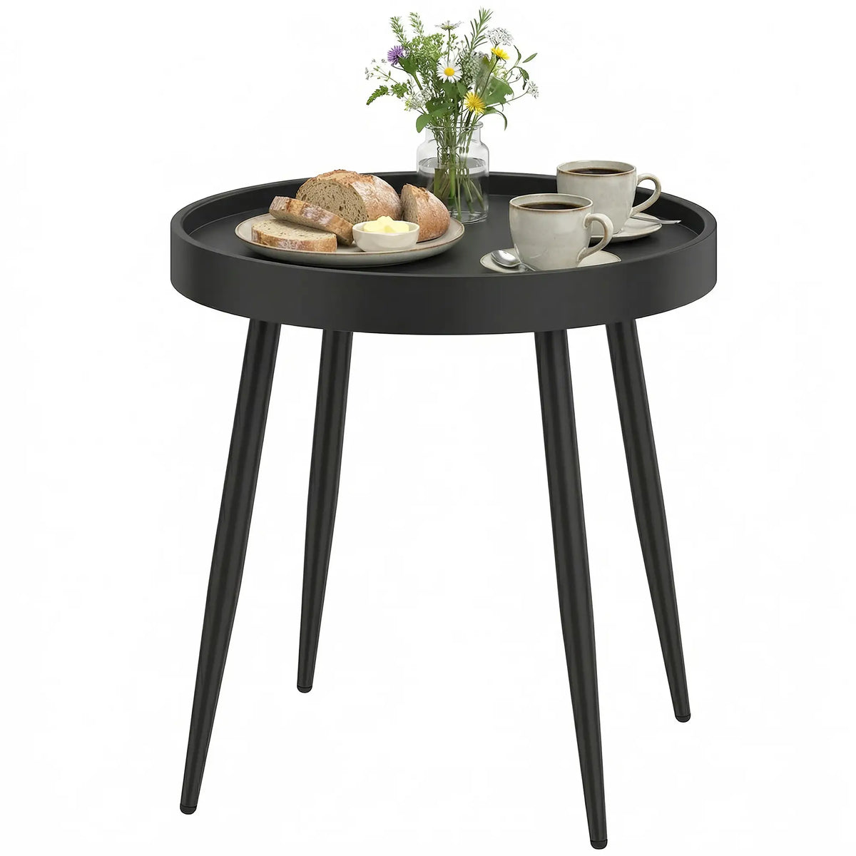 19.5" Round Patio Table, Small Outdoor Coffee Side Table, Black Patio Side Tables Black at Gallery Canada