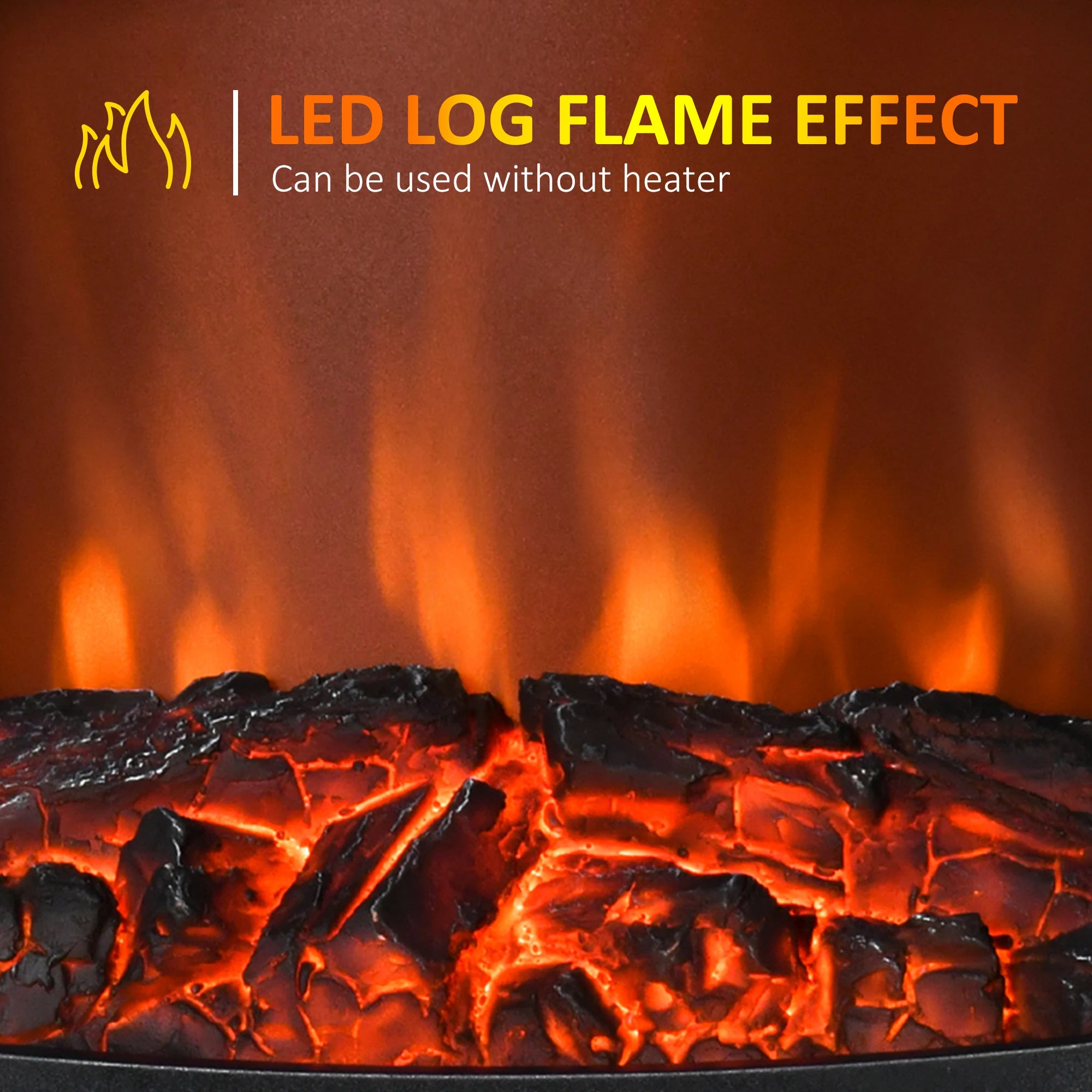 Electric Fireplace Heater, Freestanding, Adjustable Flame, Temperature, 750W/1500W, Black Electric Fireplaces at Gallery Canada