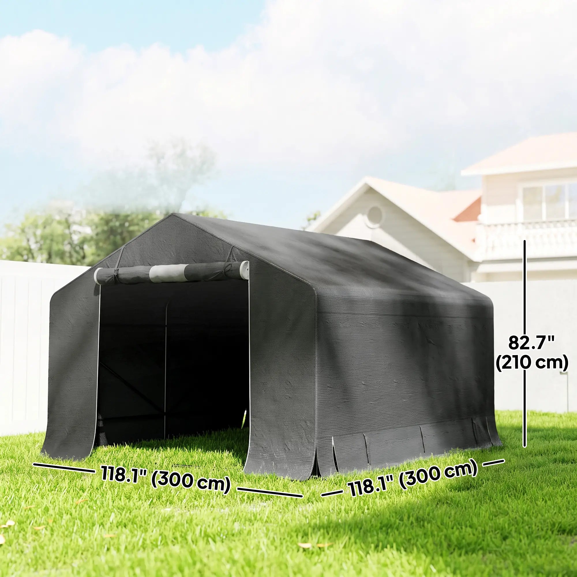 10' x 10' Portable Shed, Waterproof Bike Tent, Dark Grey Sheds at Gallery Canada