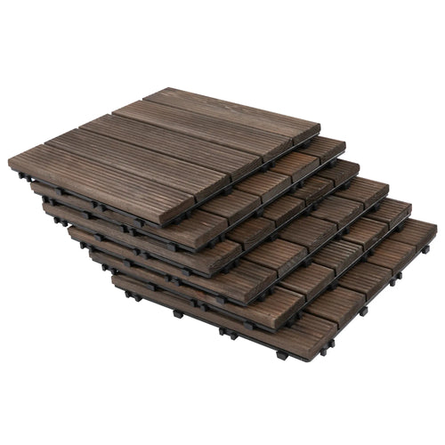 27 Pcs Wood Interlocking Deck Tiles, 12 x 12in, Black