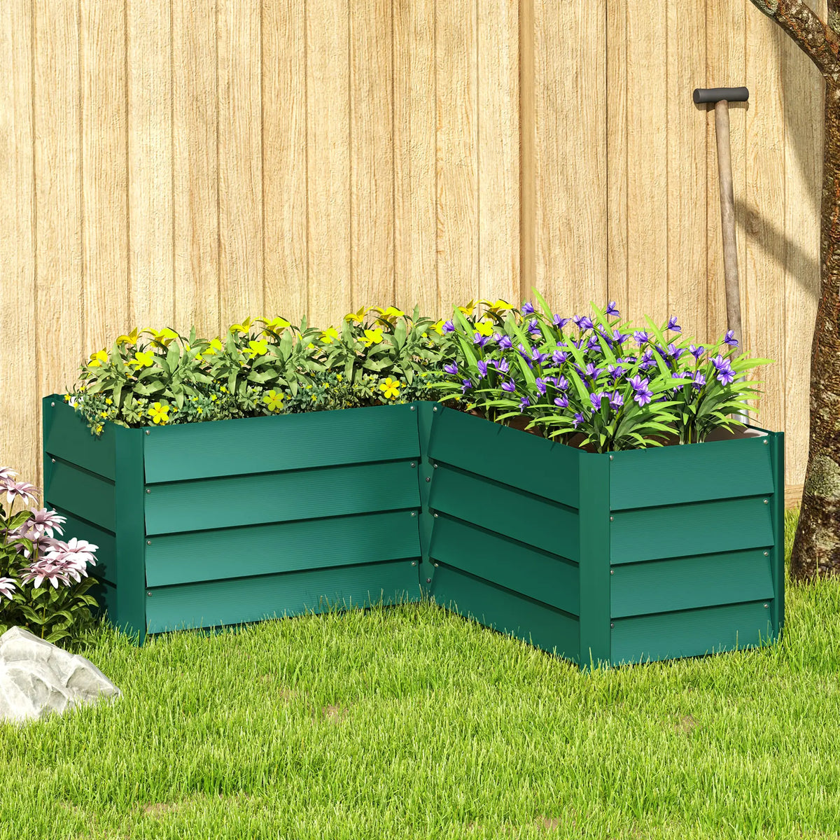 45" x 45" x 17" L-Shaped Galvanized Steel Raised Garden Bed Raised Garden Beds at Gallery Canada