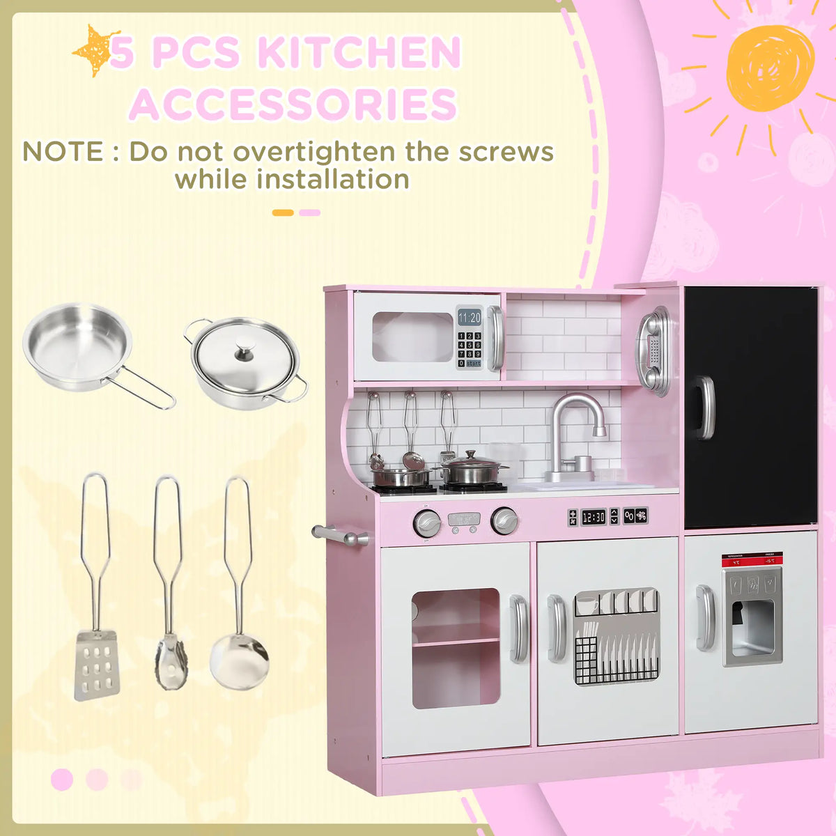 Kids Play Kitchen with Chalkboard, Ice Maker, Sink, Microwave Play Kitchen at Gallery Canada
