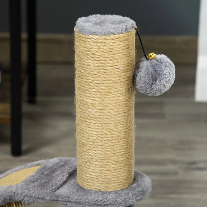 17" Small Cat Tree, Jute Scratching Post, Curved Board, Dangling Ball, Grey Cat Trees at Gallery Canada