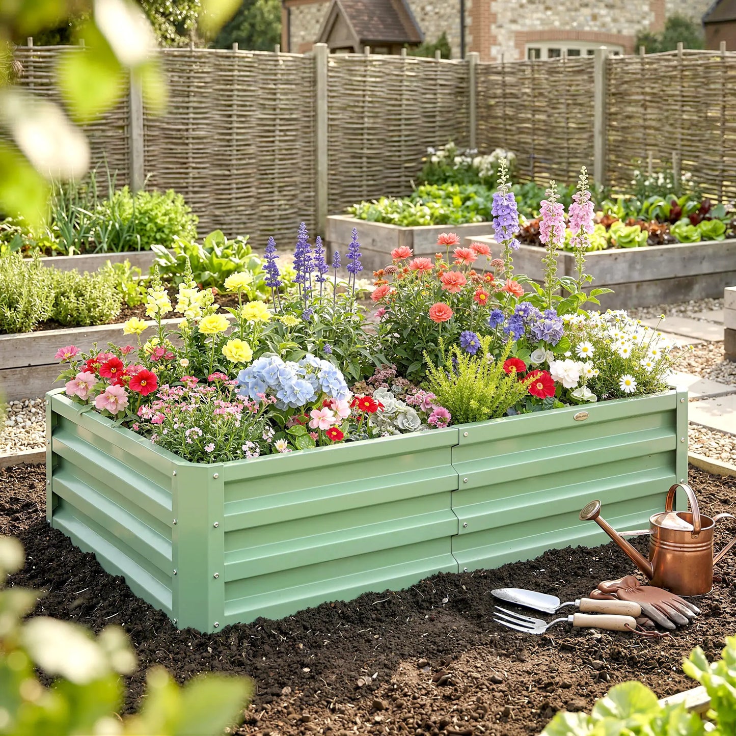 Galvanized Raised Garden Bed, 4' x 2' x 1', Green Galvanized Planter Boxes at Gallery Canada