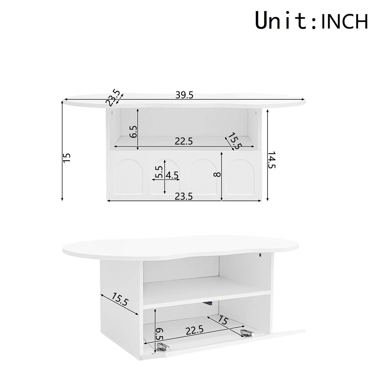Coffee Table with Drawer, Open Storage, 39.5" L x 23.5" W x 15" H, White Coffee Tables at Gallery Canada
