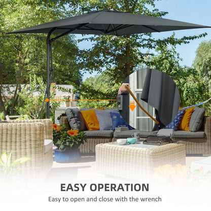 8FT Cantilever Patio Umbrella, Offset with Cross Base, Dark Gray Cantilever Umbrellas at Gallery Canada