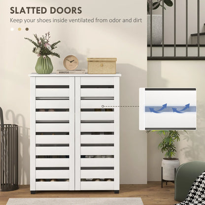 Shoe Storage Cabinet, 2 Slatted Doors, Holds 15 Pairs, White Shoe Storage Cabinets & Racks at Gallery Canada