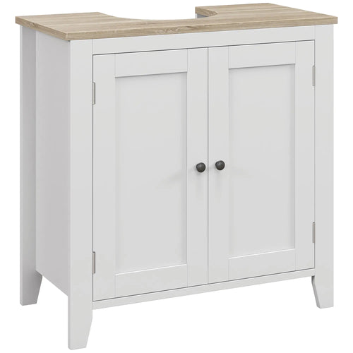 Bathroom Sink Vanity Unit, U-Shape Design, Adjustable Shelf, White