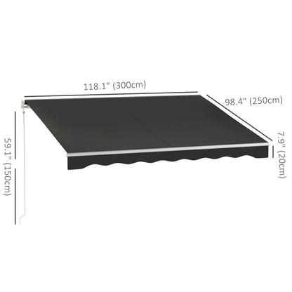 Electric Retractable Awning 10' x 8' With Remote, UV Protection, Black Deck Awnings at Gallery Canada