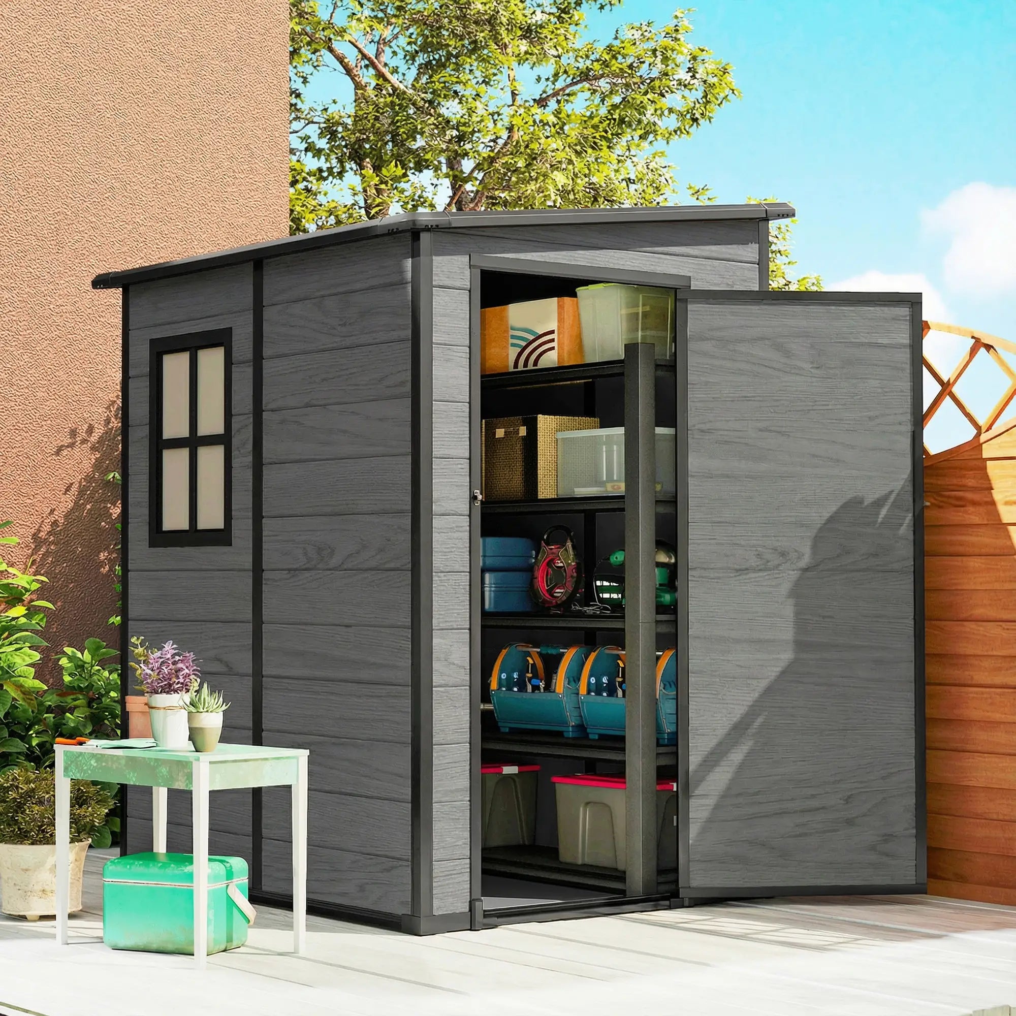 4'x5' Garden Storage Shed, Lean To Tool House, Lockable, Window, Vent Sheds at Gallery Canada