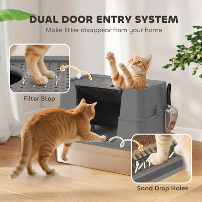 XL Stainless Litter Box With 100° Flip Top, Scoop, Dual Entry, Stainless Cat Litter Box Enclosures at Gallery Canada