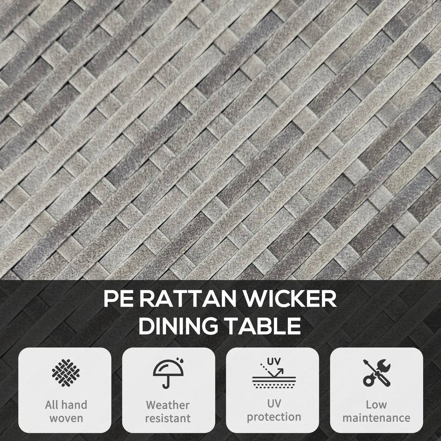 27.5" Outdoor Wicker Dining Table, PE Rattan Patio Furniture, Grey Patio Dining Tables at Gallery Canada