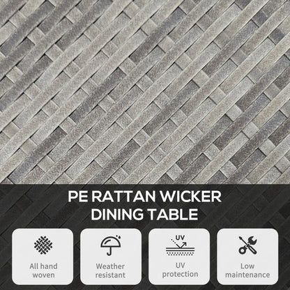 27.5" Outdoor Wicker Dining Table, PE Rattan Patio Furniture, Grey Patio Dining Tables at Gallery Canada