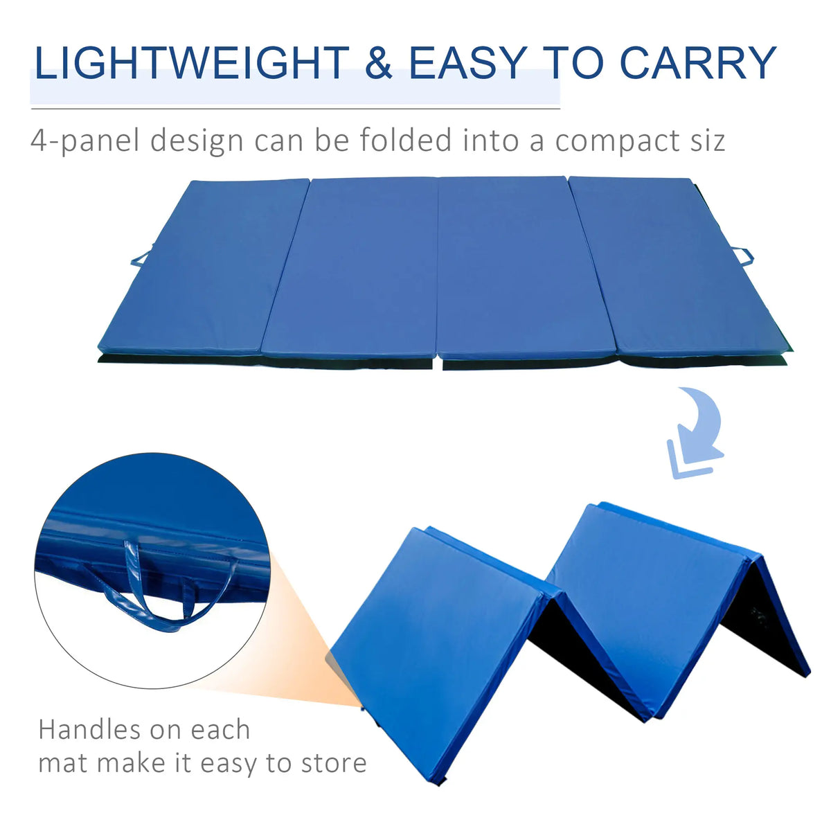 4'x8'x2" Folding Tumbling Mat, Exercise Mat With Handles, Dark Blue Gymnastics Mats at Gallery Canada