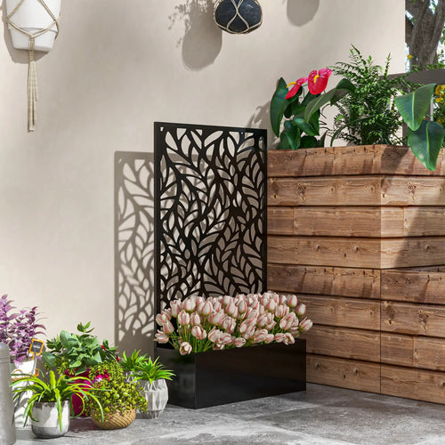Metal Outdoor Privacy Screen, Raised Garden Bed, Wall Mount or Freestanding