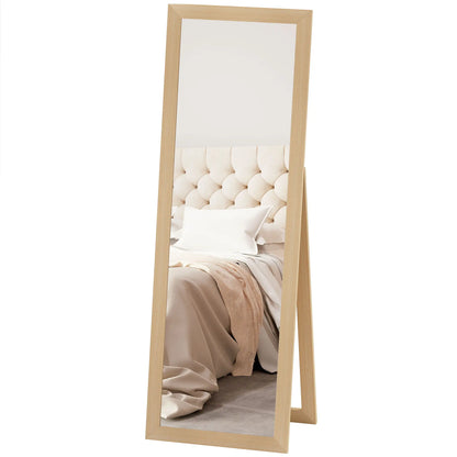 58" x 20" Floor Standing Mirror, Full Body, Oak Full Length Mirrors Oak at Gallery Canada
