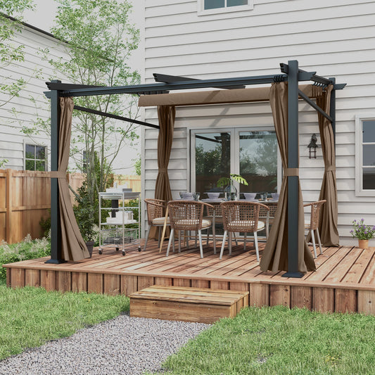 Metal Pergola, Sliding Roof Canopy, Retractable, 10' x 10', Coffee Pergolas Coffee at Gallery Canada