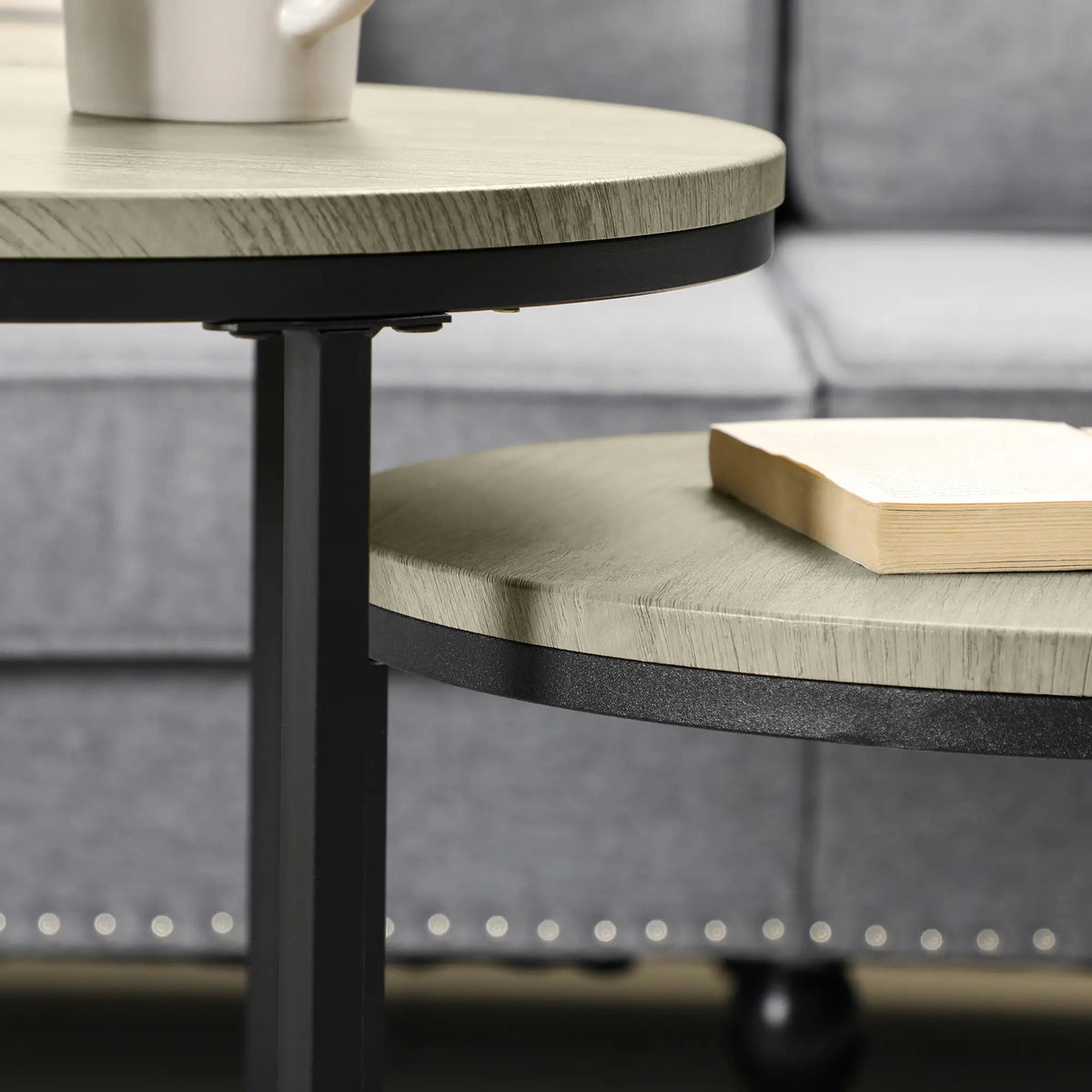 Round Nesting Tables Set of 3, Steel Frame, Living Room Side Tables at Gallery Canada