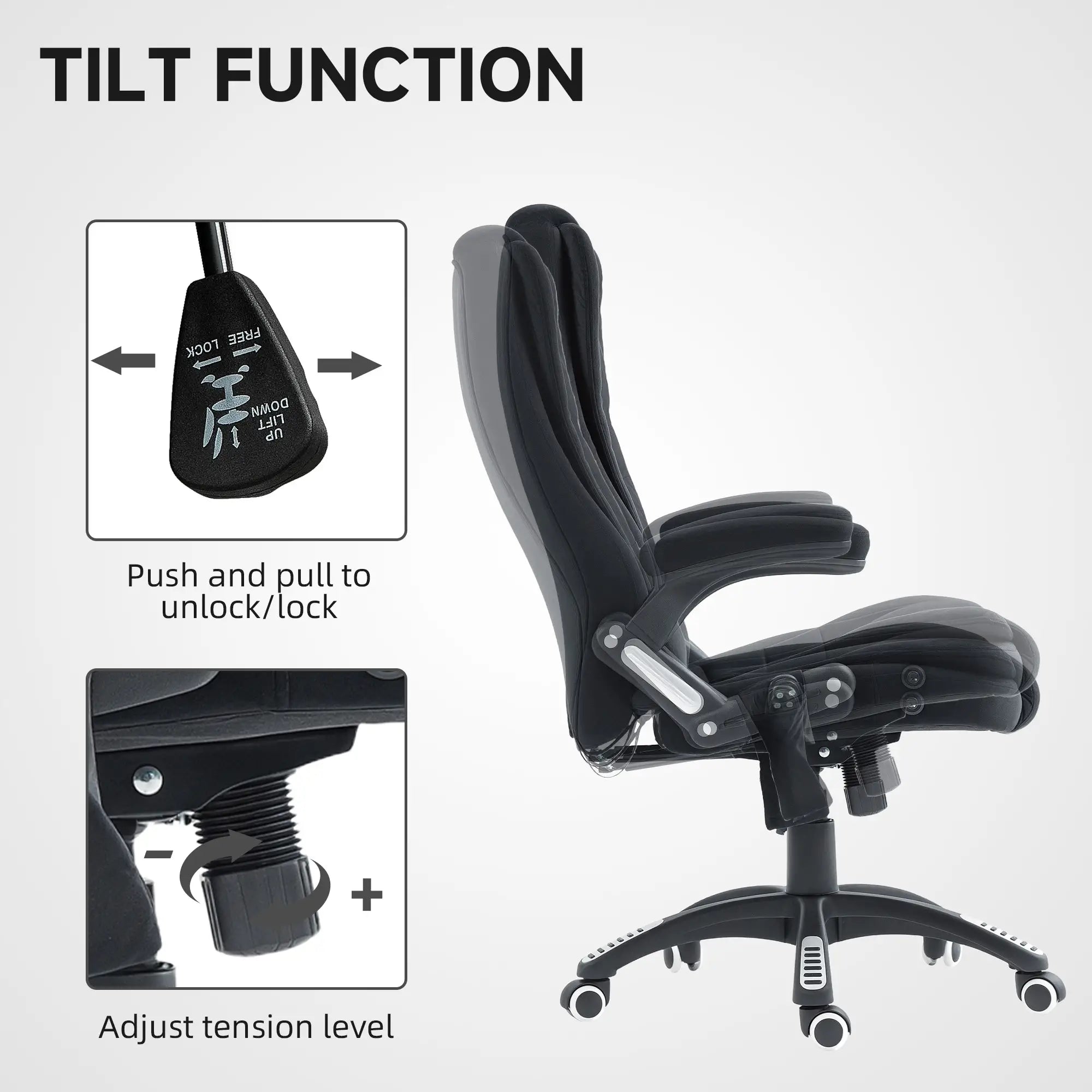 6 Point Vibrating Massage Office Chair, High Back, Reclining, Swivel Wheels, Black Massage Chairs at Gallery Canada