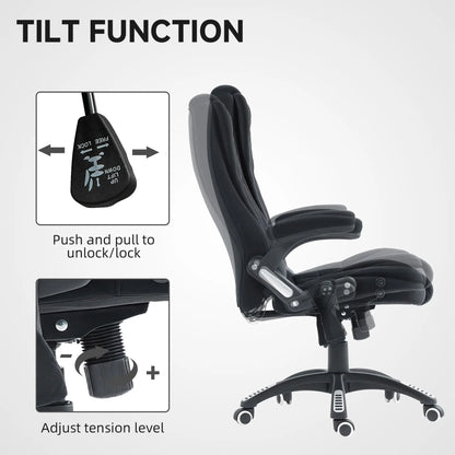 6 Point Vibrating Massage Office Chair, High Back, Reclining, Swivel Wheels, Black Massage Chairs at Gallery Canada