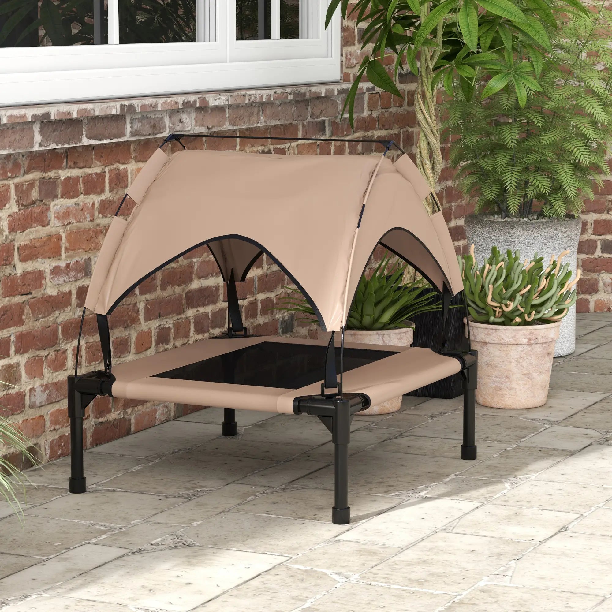Cooling Dog Cot With Canopy, Washable Mesh, Medium, Coffee Elevated Dog Beds at Gallery Canada