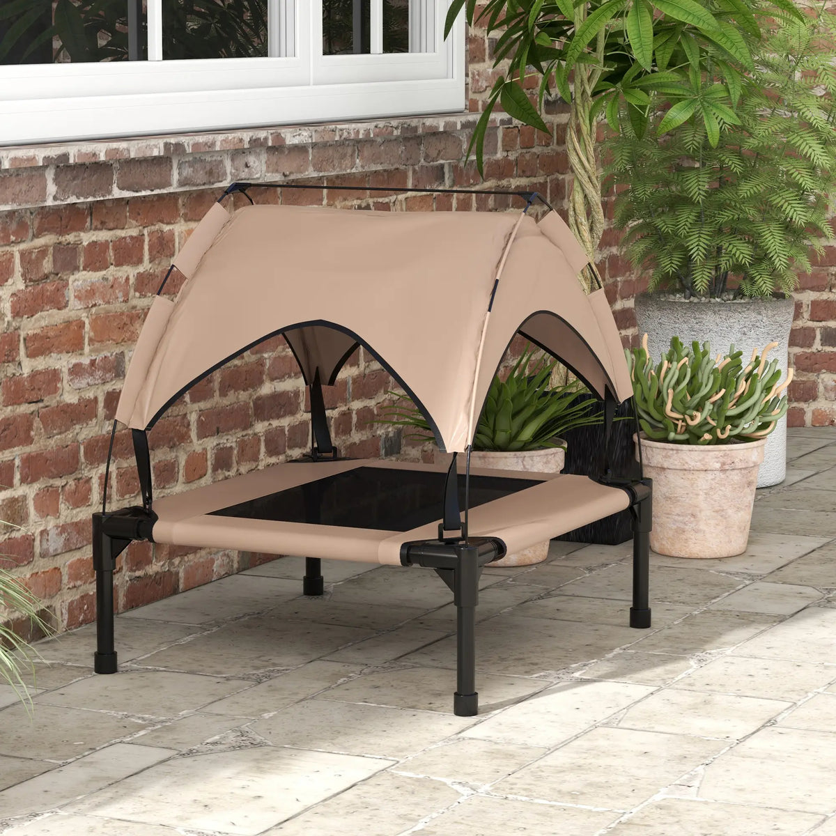 Cooling Dog Cot With Canopy, Washable Mesh, Medium, Coffee Elevated Dog Beds at Gallery Canada