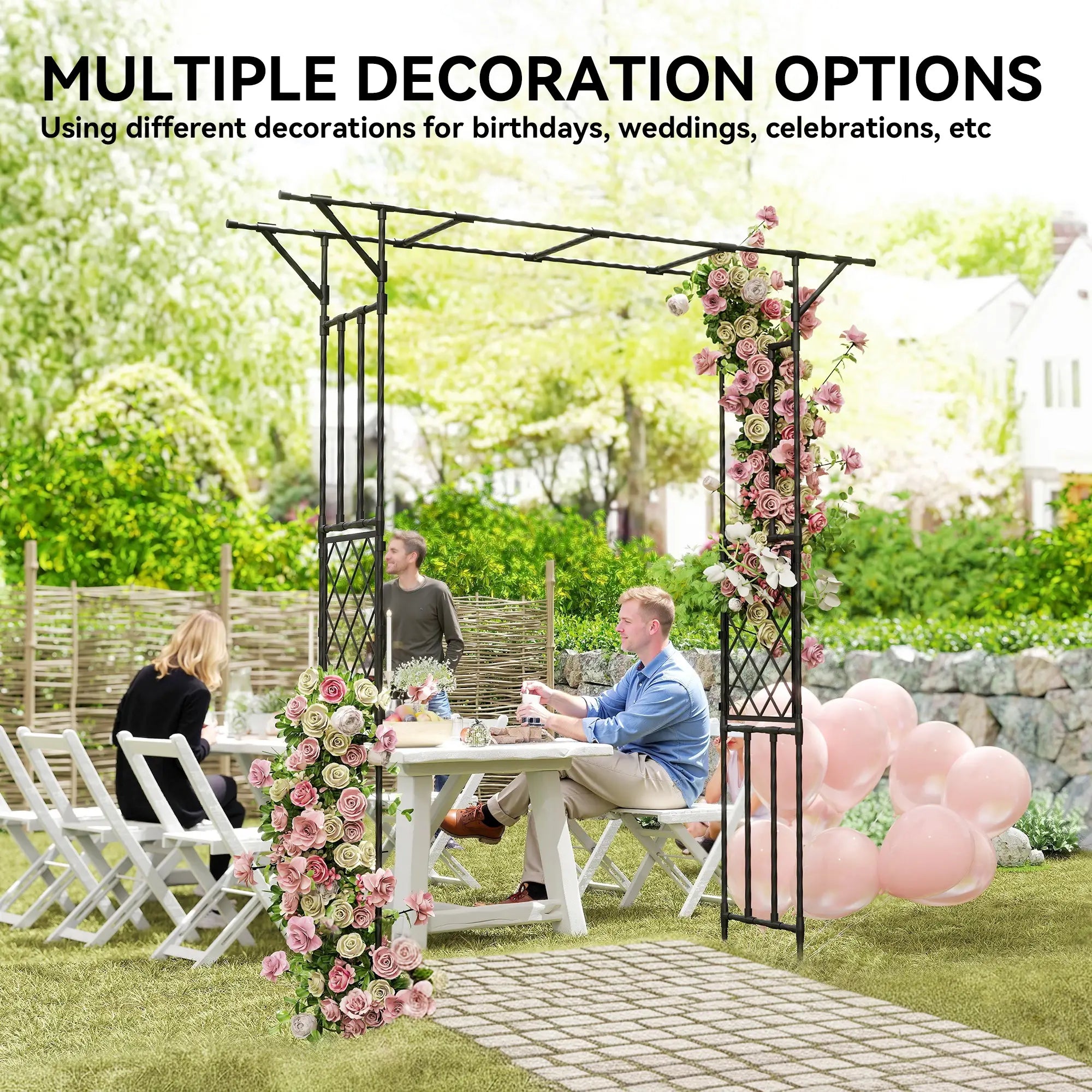 PE-Coated Steel Garden Arch Trellis, 70.9