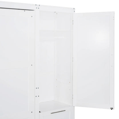 Murphy Bed with Storage, Space-Saving Wall Bed, 120" L x 20" W x 88.5" H, White Bed Frames at Gallery Canada