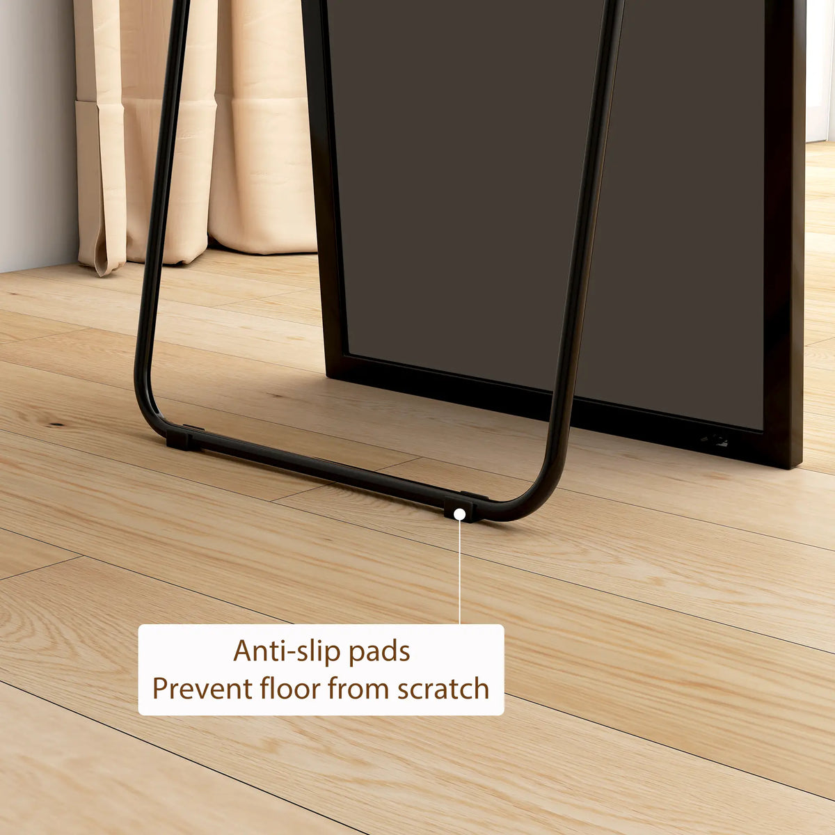 64"x20" Full Length Mirror, Tempered Glass, with Stand, Black Full Length Mirrors at Gallery Canada