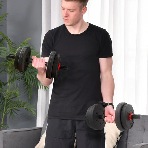 33lbs Adjustable Dumbbell Set, Hand Weights for Fitness, Black and Red